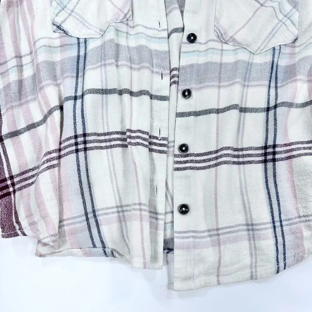 Free People plaid fall colors button down shirt XS